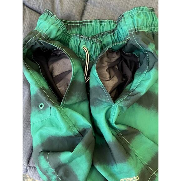 Speedo UPF 50+ green striped drawstring  rash guard swim bathing trunks men's L - Picture 5 of 5